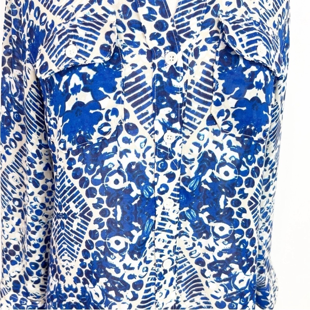 Cabi Blue Watercolor Jerel Shirt Dress - Picture 2 of 6